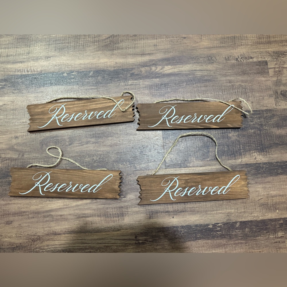 Wooden Reserved Signs with Rope
